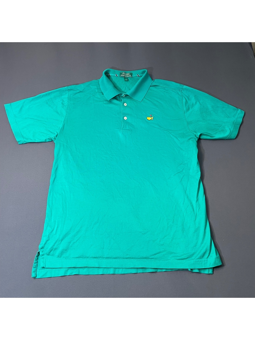Masters by Peter Millar Green Polo Shirt Large 100% Cotton Golf Embroidered Logo